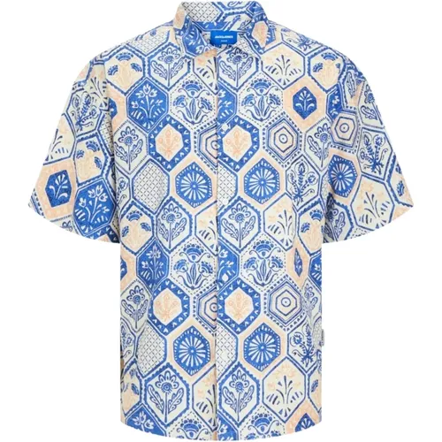 Casual Resort Hemd mit Allover-Print , Herren, Größe: XL - jack & jones - Modalova