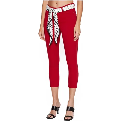 Rote Skinny Jeans mit Aufgesticktem Logo , Damen, Größe: W24 - Guess - Modalova