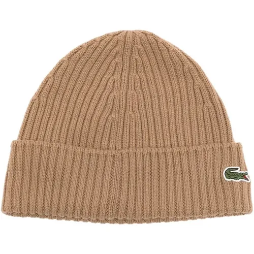 Ribbed Logo Patch Beanie , male, Sizes: ONE SIZE - Lacoste - Modalova