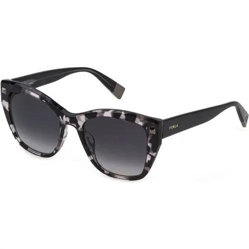 Grey Havana Sunglasses with Grey Shaded Lenses , female, Sizes: 53 MM - Furla - Modalova
