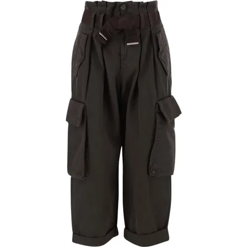 Cargo Pocket Cotton Pants Dark , female, Sizes: S, M, 2XS - pinko - Modalova