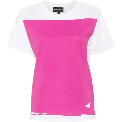 Fuchsia T-Shirts und Polos Farbblock Design , Damen, Größe: XL - Emporio Armani - Modalova