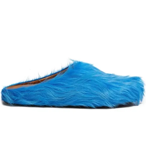 Blaue Leder Slip-On Sandalen , Herren, Größe: 42 EU - Marni - Modalova