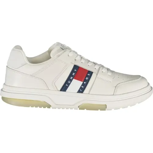 Weiße Polyester-Sneaker mit Schnürung, Kontrastdetails, Druck, Logo , Herren, Größe: 41 EU - Tommy Hilfiger - Modalova