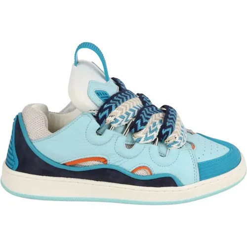 Blaue Ledersneakers Zigzag-Muster - Lanvin - Modalova