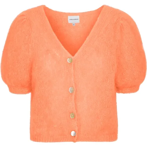 Kurzarm Mohair Cardigan , Damen, Größe: L - American Dreams - Modalova