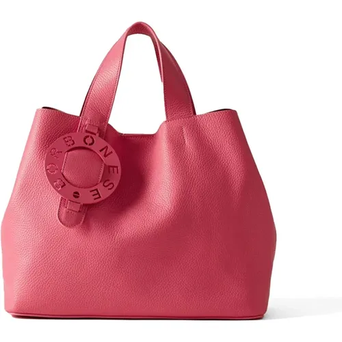 Iconic Leather Handbag with Metal Logo , female, Sizes: ONE SIZE - Borbonese - Modalova
