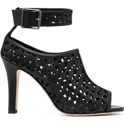 Geometric Laser-Cut Leather Sandals , female, Sizes: 3 1/2 UK, 5 UK - Manolo Blahnik - Modalova