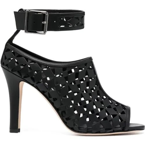 Geometric Laser-Cut Leather Sandals , female, Sizes: 3 UK, 3 1/2 UK, 5 UK - Manolo Blahnik - Modalova