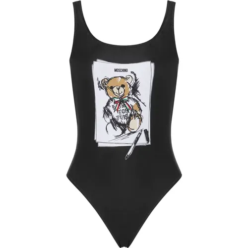 Schwarze Seebekleidung mit Teddybärendruck , Damen, Größe: 2XS - Moschino - Modalova