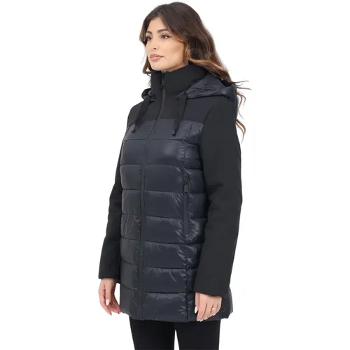 Schwarze Hybrid-Stepp-Pufferjacke , Damen, Größe: S - Only - Modalova