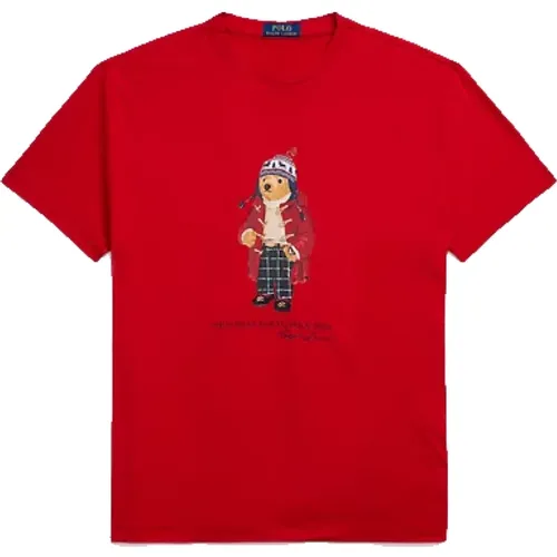 Klassische Passform Polo Bear Jersey Tee Rot , Herren, Größe: M - Ralph Lauren - Modalova