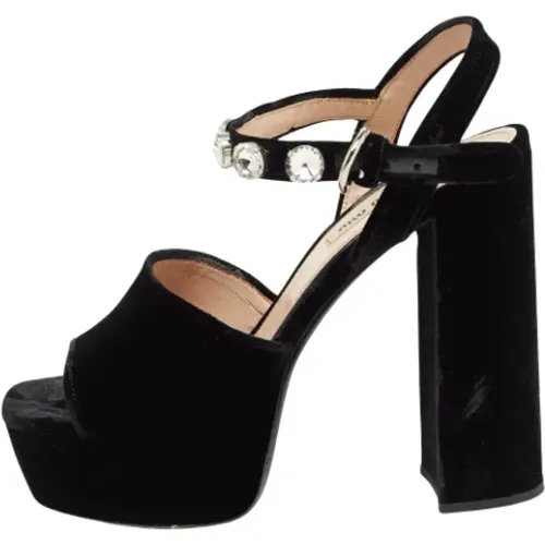 Pre-owned Velvet sandals , female, Sizes: 6 UK - Miu Miu Pre-owned - Modalova