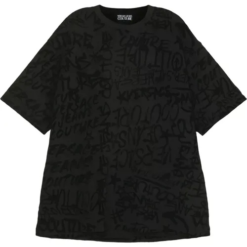 Schwarze T-Shirts , Herren, Größe: XS - Versace Jeans Couture - Modalova