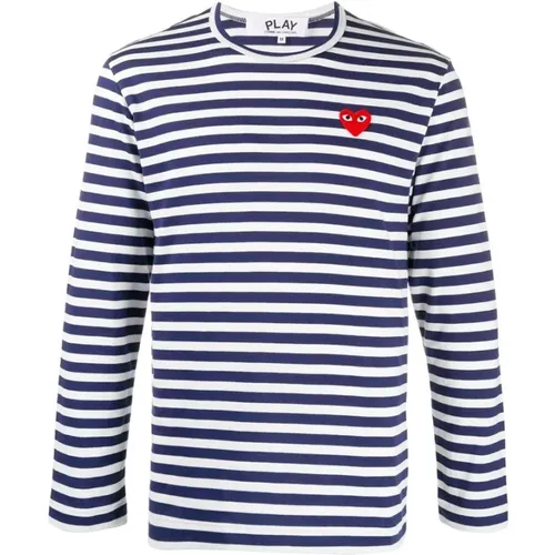 Striped Heart Longsleeve T-shirt , male, Sizes: S, 3XL, XL, L - Comme des Garçons Play - Modalova
