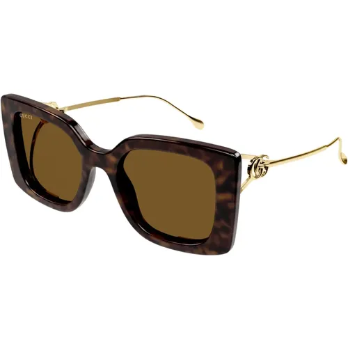 Braun/Havanna Sonnenbrille, Stilvoll und vielseitig , Damen, Größe: 54 MM - Gucci - Modalova
