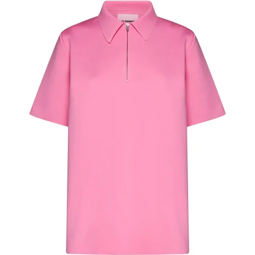 Rose Polo Zip T-shirt , female, Sizes: S, XS - Jil Sander - Modalova