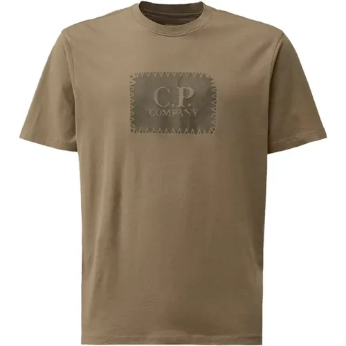 Jersey Logo Label T-Shirt in Walnut , male, Sizes: 2XL, L, XL, M - C.P. Company - Modalova