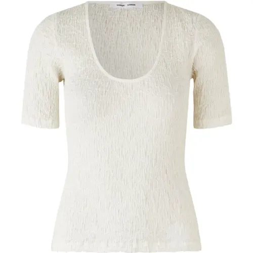 Sia 14232 - Clear Cream Damen T-Shirt , Damen, Größe: M - Samsøe Samsøe - Modalova