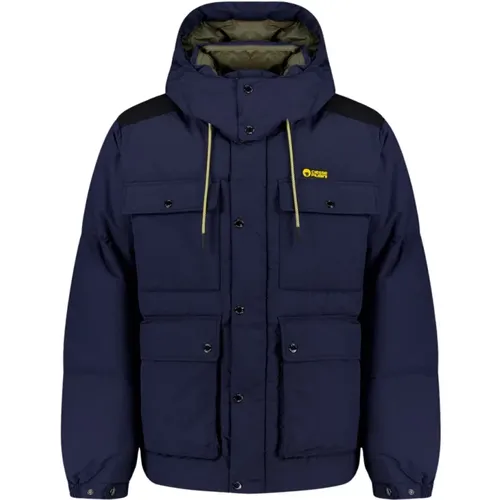 Alaska - Unisex Daunenjacke IN Blau 4 Taschen MIT Abnehmbarer Kapuze 100% , Herren, Größe: S - Ciesse Piumini - Modalova