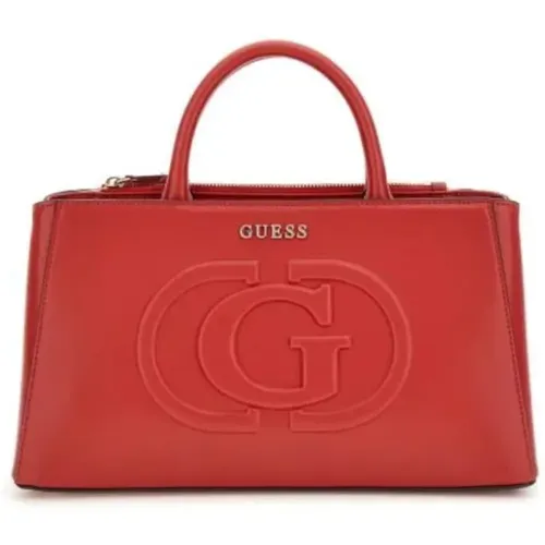 Rote Handtasche mit Verstellbarem Schulterriemen und Logo-Beschriftung - Guess - Modalova