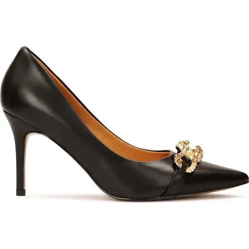 Klassische schwarze Pumps mit Absatz verziert mit Kette mit Kristallen , Damen, Größe: 38 EU - Kazar - Modalova