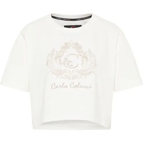 Unique Cropped Oversize T-Shirt , female, Sizes: L, XS - carlo colucci - Modalova