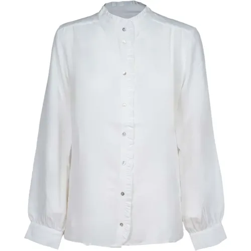 Silk Duck Shirt with Ruffles , female, Sizes: S, M - Iblues - Modalova