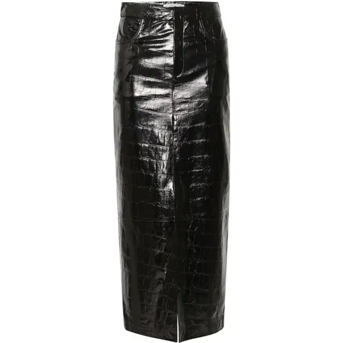 Snake Print High Waist Leather Skirt , female, Sizes: M - Gestuz - Modalova