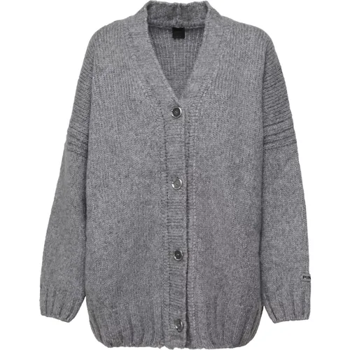 Graue Wollmischung V-Ausschnitt Cardigan , Damen, Größe: S - pinko - Modalova