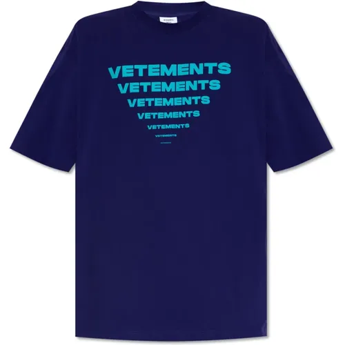 T-Shirt mit Logo , Herren, Größe: L - Vetements - Modalova
