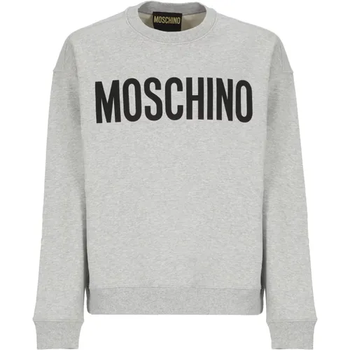 Grey Cotton Sweatshirt Crew Neck Logo , male, Sizes: XL - Moschino - Modalova