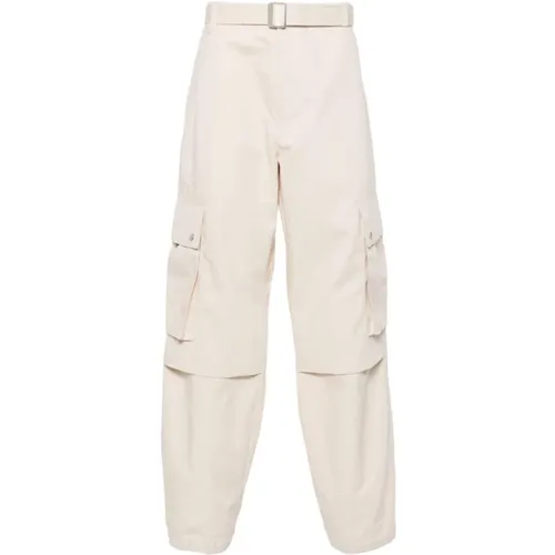 Cream Cargo Trousers with Belt , male, Sizes: M, L - Jacquemus - Modalova