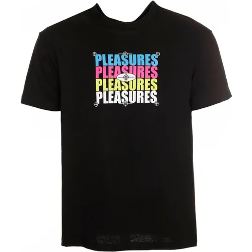 Buntes T-Shirt mit Kunstwerk-Print , Herren, Größe: M - Pleasures - Modalova