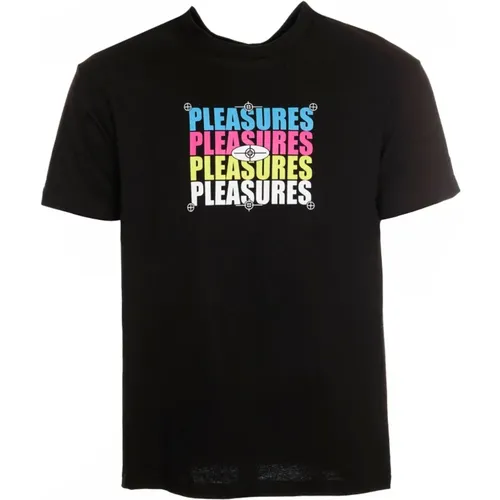 Buntes T-Shirt mit Kunstwerk-Print , Herren, Größe: S - Pleasures - Modalova