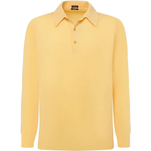Gelbes Langarm-Poloshirt aus Baumwolle - Kiton - Modalova