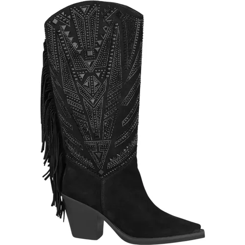 Fringed Leather Boots with Embellishments , female, Sizes: 3 UK, 7 UK, 5 UK, 6 UK, 4 UK, 8 UK - Alma en Pena - Modalova