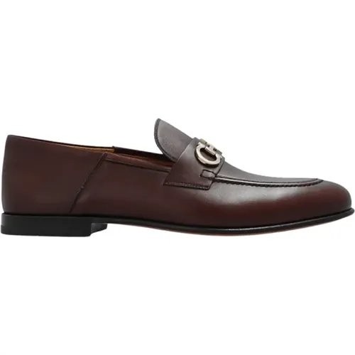 Gin Leather Loafers, Signature Logo Detail , male, Sizes: 7 UK, 6 UK, 5 UK, 6 1/2 UK, 5 1/2 UK - Salvatore Ferragamo - Modalova