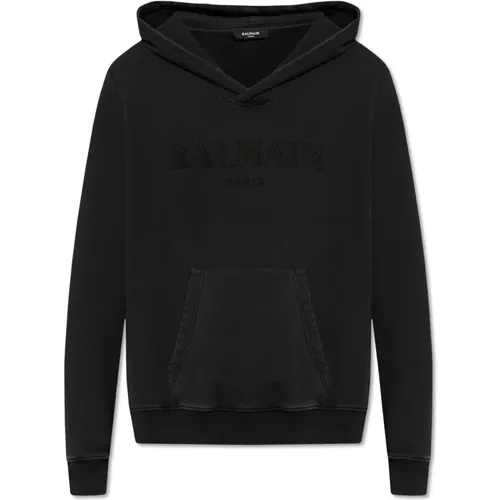 Logo-embroidered hoodie , male, Sizes: M, L - Balmain - Modalova