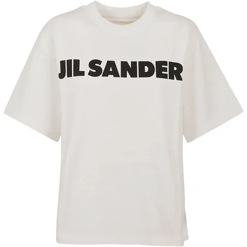 Weißes Baumwoll-T-Shirt mit Logo-Print , Herren, Größe: L - Jil Sander - Modalova