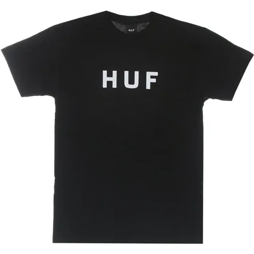 Schwarzes Logo Tee Kurzarm T-shirt , Herren, Größe: M - HUF - Modalova