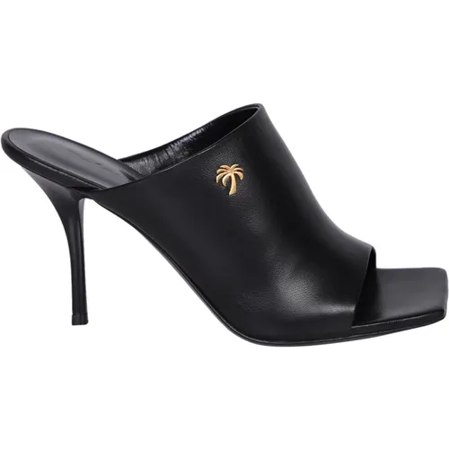 Schwarze Slip-On-Sandale mit eckiger Spitze und dünnem Absatz , Damen, Größe: 40 EU - Palm Angels - Modalova