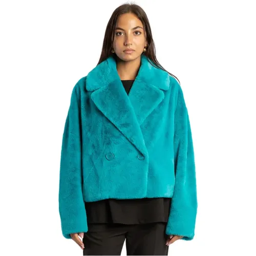 Faux Fur Lapel Collar Coats , female, Sizes: S - MC2 Saint Barth - Modalova