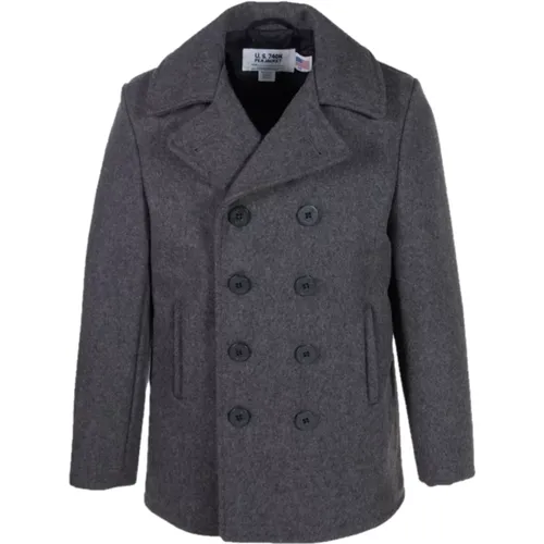 Iconic U.s. Navy Peacoat Oxford Grey , male, Sizes: 4XS, 2XS, 3XS, XS - Schott NYC - Modalova