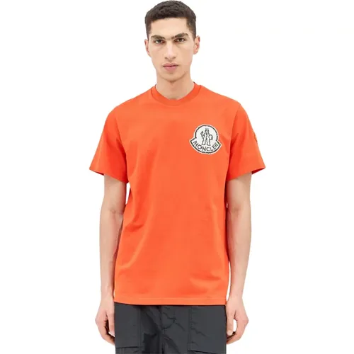 Logo Applique T-Shirt aus Baumwolljersey , Herren, Größe: 2XL - Moncler - Modalova