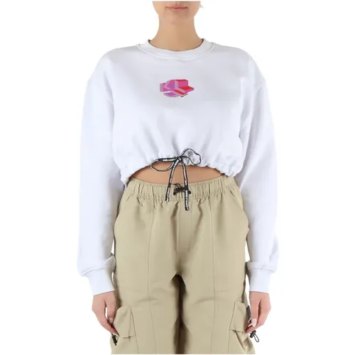 Cropped Cotton Sweatshirt with Elastic Cuffs , female, Sizes: XS, L, M, S - Karl Lagerfeld - Modalova