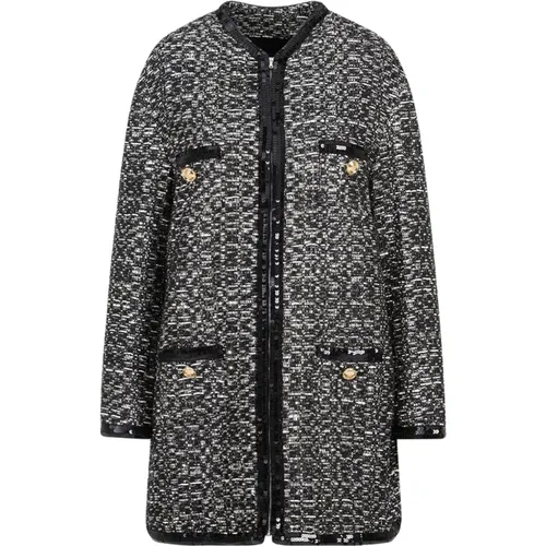 Black Boucl Tweed Long Coat , female, Sizes: XS - Giambattista Valli - Modalova
