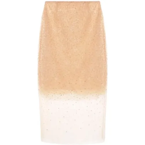 Golden Ombre Beaded Tulle Skirt , female, Sizes: S - Ermanno Scervino - Modalova