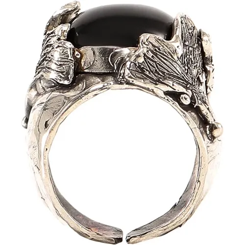 Silberner Ginko Blätter Ring,Goldener Ginkgo-Blatt Rosa Quarz Ring - Axum - Modalova