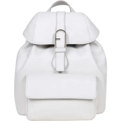 Flow Leather Backpack in Ice Color , female, Sizes: ONE SIZE - Furla - Modalova